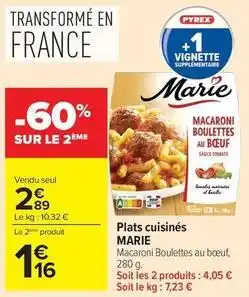 Carrefour Drive Marie - plats cuisinés offre