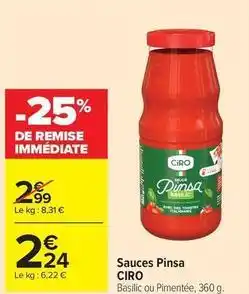 Carrefour Drive Ciro - sauces pinsa offre