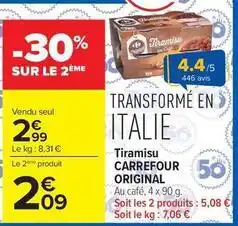 Carrefour Drive Carrefour - tiramisu original offre