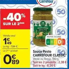 Carrefour Drive Carrefour - sauce pesto classic offre