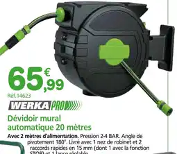 Provence Outillage WERKA PRO Dévidoir mural automatique 20 mètres offre