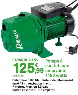 Provence Outillage RIBIMEX Pompe à eau Jet auto-amorcante 1180 watts offre
