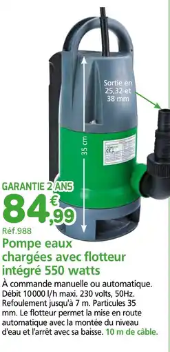Provence Outillage Pompe eaux chargées avec flotteur intégré 550 watts offre