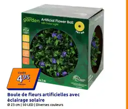 Action Boule de fleurs artificielles avec éclairage solaire offre