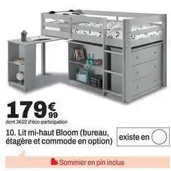 BUT Lit mi-haut bloom (bureau, étagère et commode en option) offre