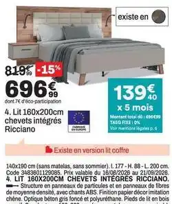 BUT Total - chevets intégrés ricciano offre