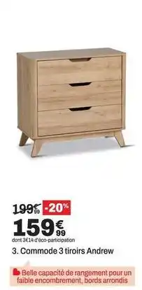 BUT Commode 3 tiroirs andrew offre