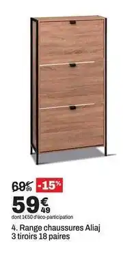 BUT Range chaussures aliaj 3 tiroirs 18 paires offre