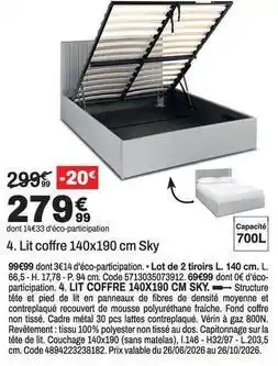 Lit coffre 140x190 cm sky