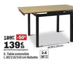 BUT Table extensible l.90/115/140 cm babette offre