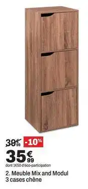 BUT Mix - meuble and modul 3 cases chêne offre