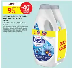 Intermarché Dash lessive liquide envolée air frais 30 doses offre