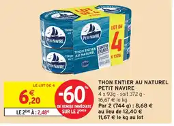 Intermarché Petit navire thon entier au naturel offre