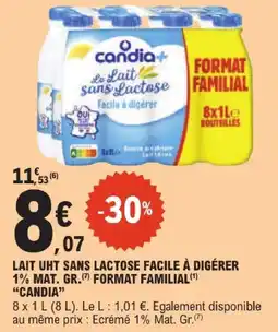 E.Leclerc Candia lait uht sans lactose facile à digérer format familial offre