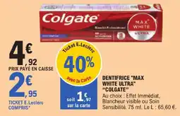 E.Leclerc Colgate dentifrice max white ultra offre
