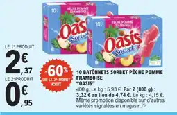 E.Leclerc Oasis sorbet pêche pomme framboise offre