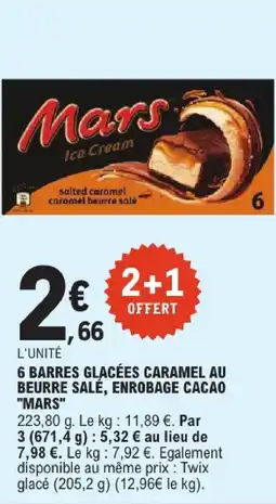 E.Leclerc Mars 6 barres glacées caramel au beurre salé cacaco offre