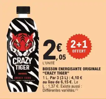E.Leclerc Crazy tiger boisson énergisante originale offre