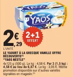 E.Leclerc Yaos nestle le yaourt à la grecque vanille offre découverte offre