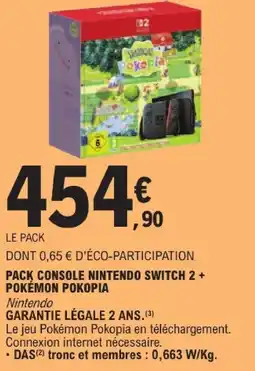 E.Leclerc Pack console nintendo switch 2 + pokémon pokopia offre