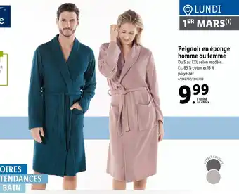 Lidl Peignoir en éponge homme ou femme offre