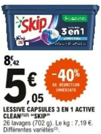 E.Leclerc Lesisve capsules 3 en 1 active clean offre