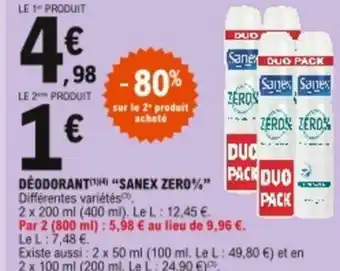 E.Leclerc Déodorant sanex zero offre