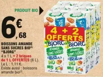 E.Leclerc Boissons amande sans sucres bio offre