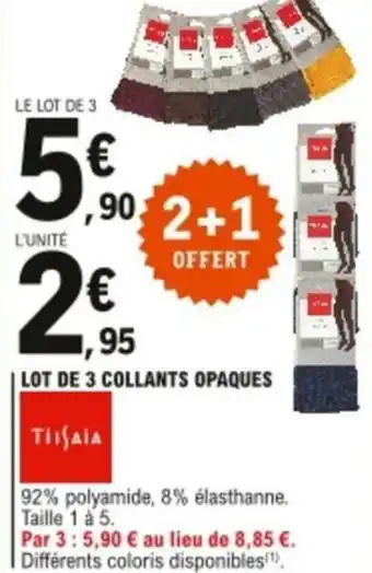 E.Leclerc Lot de 3 collants opaques offre