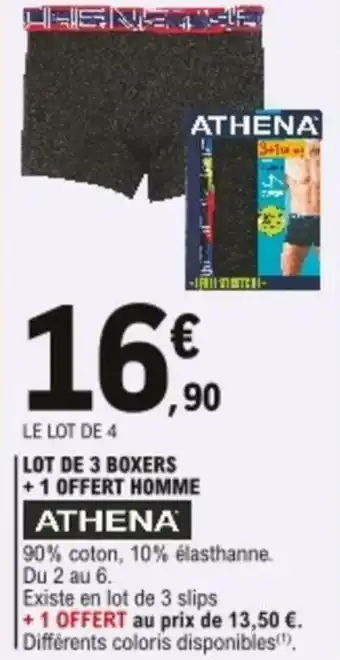 E.Leclerc Lot de 3 boxers + 1 offert homme offre