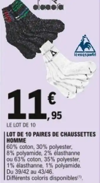 E.Leclerc Lot de 10 paires de chaussettes homme offre