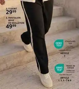 Ulla Popken Oeko-tex - pantalon rose en molleton offre