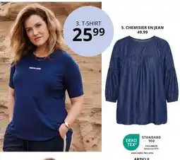 Ulla Popken Oeko-tex - t-shirt chemsier en jean offre