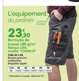 Provence Outillage Bermuda de travail 280 g/m² marque lma, modèle "fondeur" offre