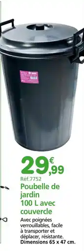 Provence Outillage Poubelle de jardin 100 L avec couvercle offre