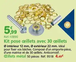 Provence Outillage Kit pose œillets avec 30 œillets offre