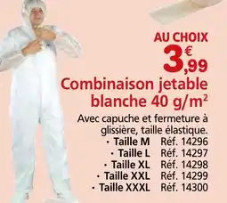 Provence Outillage Combinaison jetable blanche 40 g/m² offre
