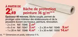 Provence Outillage Bâche de protection peinture 36 g/m² offre