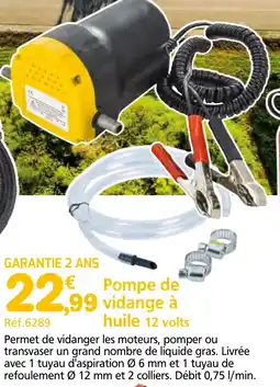 Provence Outillage Pompe de vidange à huile 12 volts offre