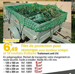 Provence Outillage WERKA PRO Filet de protection pour remorque avec tendeur intégré et 10 crochets d'attache offre