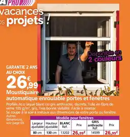Provence Outillage WERKA PRO Moustiquaire automatique enroulable portes et fenêtres offre