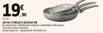 E.Leclerc Lot de 3 poêles offre
