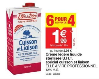 Promocash Crème légère liquide stérilisée U.H.T offre