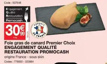Promocash Foie gras de canard premier choix offre