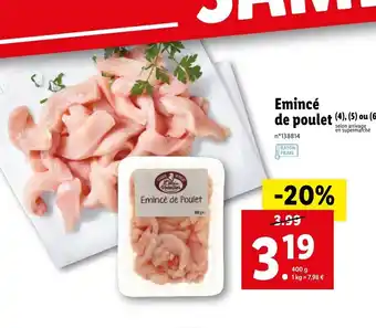 Lidl Emincé de poulet offre