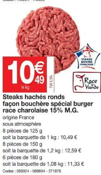 Promocash Steaks hachés ronds façon bouchère spécial burger offre