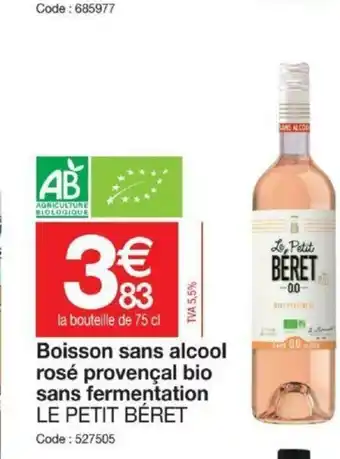 Promocash Boisson Sans Alcool Rosé Provençal Bio offre