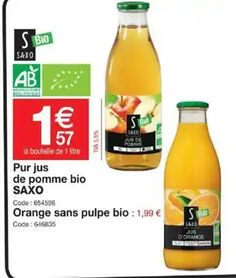 Promocash Jus de Pomme Bio offre