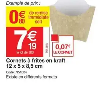 Promocash Cornets à Frites En Kraft offre