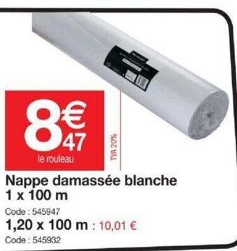 Promocash Nappe Damassée Blanche offre